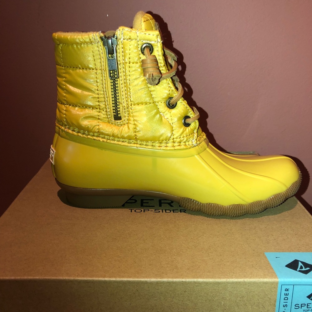Sperry Top-sider Quilted Duck Boot Yellow Size 5.5 - Picture 4 of 8